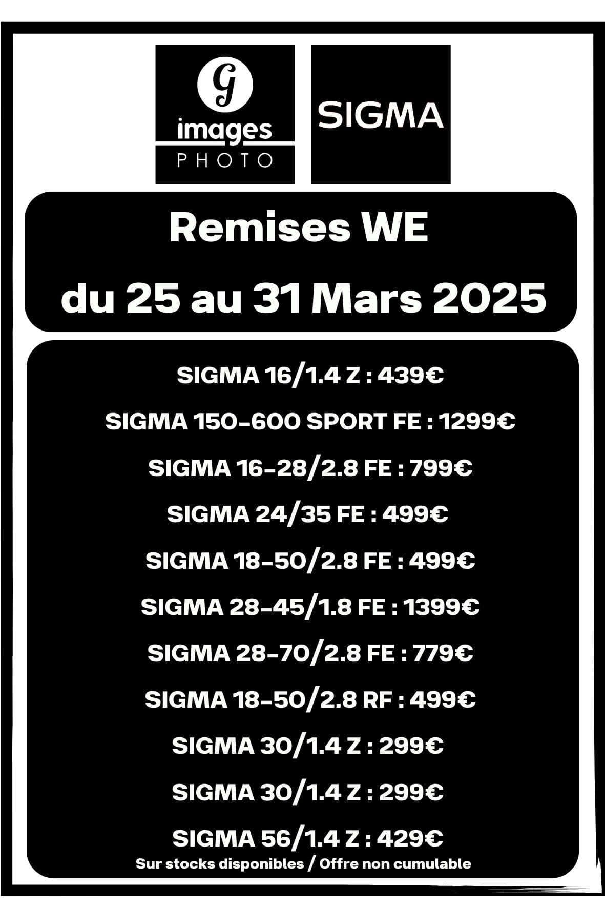 Remises WE sur les objectif SIGMA chez Germain Photo !