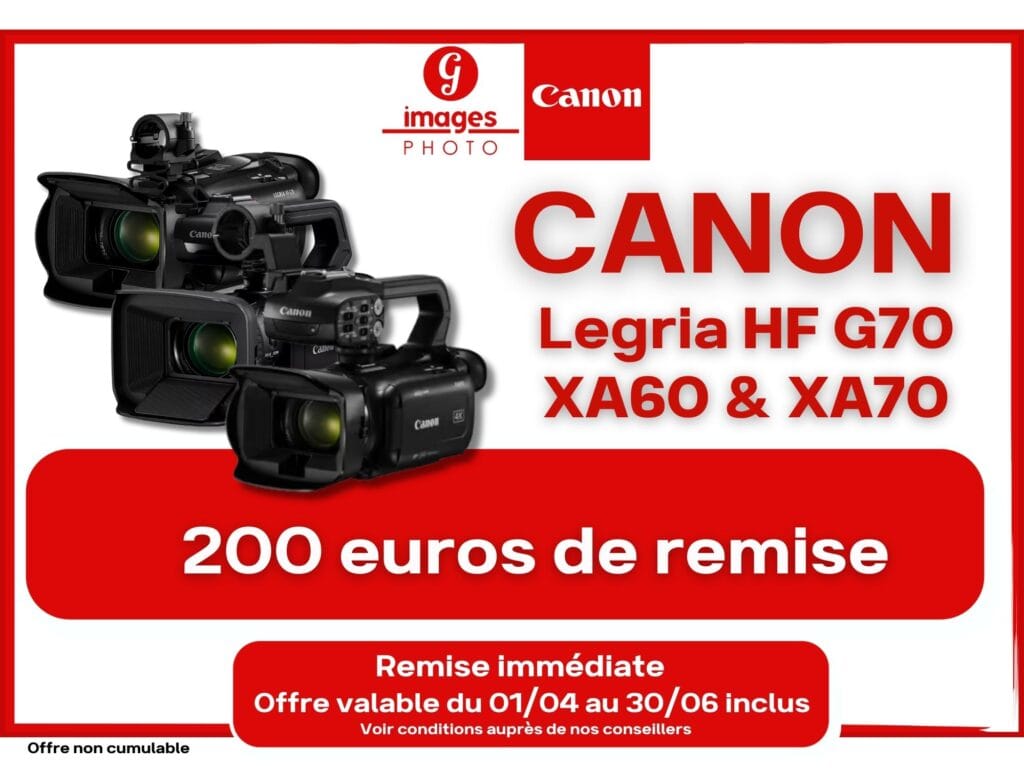 Remises canon sur les cameras Legria HF G70, XA60 et XA70 chez Germain Photo