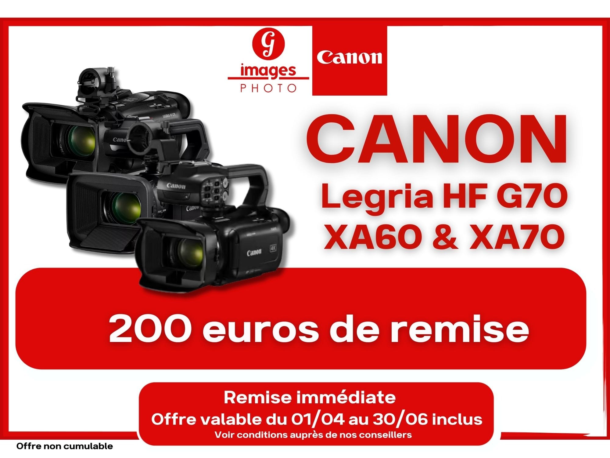remise canon Legria HF G70, XA60 et XA70 chez germain photo à tours