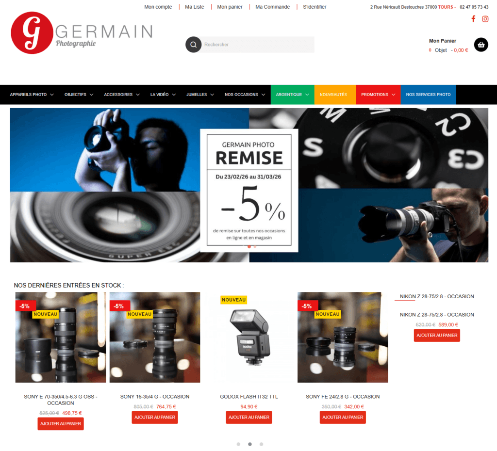 Mise à jour du site de vente en ligne germain photo Tours